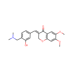 COc1cc2c(cc1OC)C(=O)/C(=C/c1ccc(CN(C)C)c(O)c1)CO2 ZINC001772590080