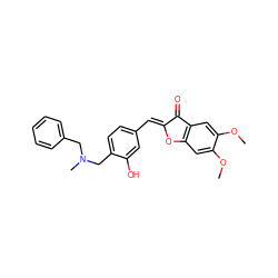 COc1cc2c(cc1OC)C(=O)/C(=C/c1ccc(CN(C)Cc3ccccc3)c(O)c1)O2 ZINC001772581135