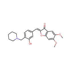 COc1cc2c(cc1OC)C(=O)/C(=C/c1ccc(CN3CCCCC3)c(O)c1)O2 ZINC001772650480