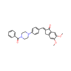 COc1cc2c(cc1OC)C(=O)/C(=C/c1ccc(N3CCN(C(=O)c4ccccc4)CC3)cc1)C2 ZINC001772626313