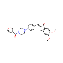 COc1cc2c(cc1OC)C(=O)/C(=C/c1ccc(N3CCN(C(=O)c4ccoc4)CC3)cc1)C2 ZINC001772611093