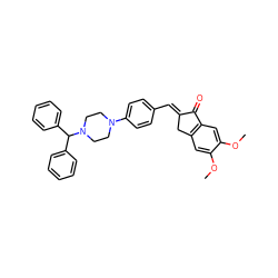 COc1cc2c(cc1OC)C(=O)/C(=C/c1ccc(N3CCN(C(c4ccccc4)c4ccccc4)CC3)cc1)C2 ZINC001772636098