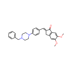 COc1cc2c(cc1OC)C(=O)/C(=C/c1ccc(N3CCN(Cc4ccccc4)CC3)cc1)C2 ZINC001772624379