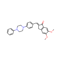 COc1cc2c(cc1OC)C(=O)/C(=C/c1ccc(N3CCN(c4ccccc4)CC3)cc1)C2 ZINC001772657223