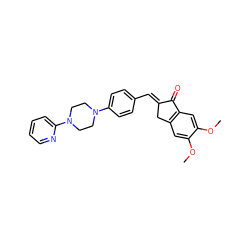 COc1cc2c(cc1OC)C(=O)/C(=C/c1ccc(N3CCN(c4ccccn4)CC3)cc1)C2 ZINC001772651865