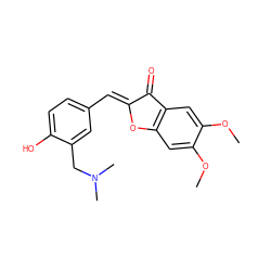 COc1cc2c(cc1OC)C(=O)/C(=C/c1ccc(O)c(CN(C)C)c1)O2 ZINC001772583892