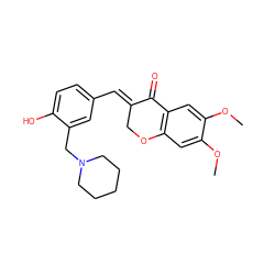 COc1cc2c(cc1OC)C(=O)/C(=C/c1ccc(O)c(CN3CCCCC3)c1)CO2 ZINC001772645465