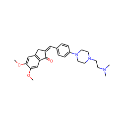 COc1cc2c(cc1OC)C(=O)/C(=C\c1ccc(N3CCN(CCN(C)C)CC3)cc1)C2 ZINC001772652989