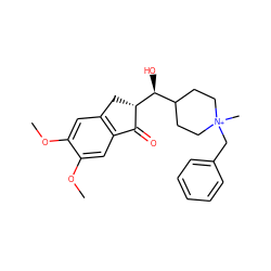COc1cc2c(cc1OC)C(=O)[C@@H]([C@@H](O)C1CC[N+](C)(Cc3ccccc3)CC1)C2 ZINC000038142507