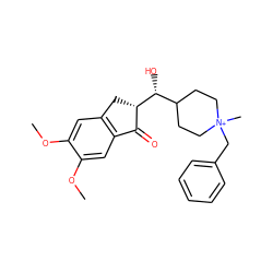 COc1cc2c(cc1OC)C(=O)[C@@H]([C@H](O)C1CC[N+](C)(Cc3ccccc3)CC1)C2 ZINC000038142504