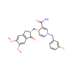 COc1cc2c(cc1OC)C(=O)[C@@H](C[C@H]1C=CN(Cc3cccc(Cl)c3)C=C1C(N)=O)C2 ZINC001772638054