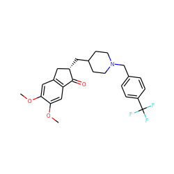 COc1cc2c(cc1OC)C(=O)[C@@H](CC1CCN(Cc3ccc(C(F)(F)F)cc3)CC1)C2 ZINC001772603425