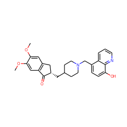 COc1cc2c(cc1OC)C(=O)[C@@H](CC1CCN(Cc3ccc(O)c4ncccc34)CC1)C2 ZINC001232275750