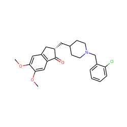 COc1cc2c(cc1OC)C(=O)[C@@H](CC1CCN(Cc3ccccc3Cl)CC1)C2 ZINC001772613993