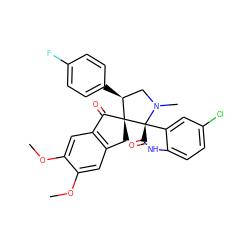 COc1cc2c(cc1OC)C(=O)[C@]1(C2)[C@@H](c2ccc(F)cc2)CN(C)[C@@]12C(=O)Nc1ccc(Cl)cc12 ZINC000064560003