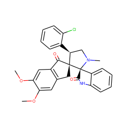 COc1cc2c(cc1OC)C(=O)[C@]1(C2)[C@@H](c2ccccc2Cl)CN(C)[C@@]12C(=O)Nc1ccccc12 ZINC000064559997