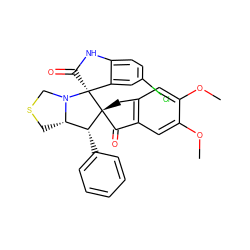 COc1cc2c(cc1OC)C(=O)[C@]1(C2)[C@H](c2ccccc2)[C@@H]2CSCN2[C@]12C(=O)Nc1ccc(Cl)cc12 ZINC000082157668