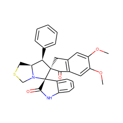 COc1cc2c(cc1OC)C(=O)[C@]1(C2)[C@H](c2ccccc2)[C@@H]2CSCN2[C@]12C(=O)Nc1ccccc12 ZINC000082157914