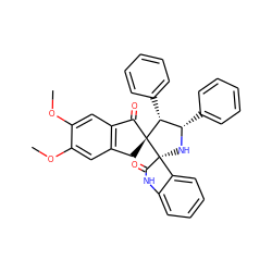 COc1cc2c(cc1OC)C(=O)[C@]1(C2)[C@H](c2ccccc2)[C@H](c2ccccc2)N[C@]12C(=O)Nc1ccccc12 ZINC000064559173