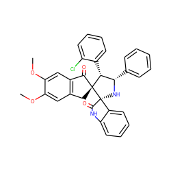 COc1cc2c(cc1OC)C(=O)[C@]1(C2)[C@H](c2ccccc2Cl)[C@H](c2ccccc2)N[C@]12C(=O)Nc1ccccc12 ZINC000064235537