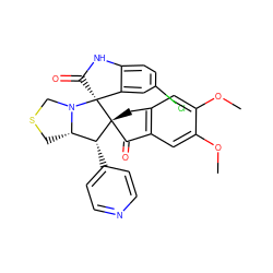 COc1cc2c(cc1OC)C(=O)[C@]1(C2)[C@H](c2ccncc2)[C@@H]2CSCN2[C@]12C(=O)Nc1ccc(Cl)cc12 ZINC000073223847