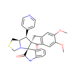 COc1cc2c(cc1OC)C(=O)[C@]1(C2)[C@H](c2ccncc2)[C@@H]2CSCN2[C@]12C(=O)Nc1ccccc12 ZINC000073224150