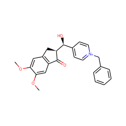 COc1cc2c(cc1OC)C(=O)[C@H]([C@@H](O)c1cc[n+](Cc3ccccc3)cc1)C2 ZINC000026575883