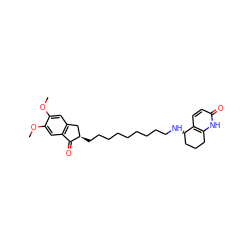 COc1cc2c(cc1OC)C(=O)[C@H](CCCCCCCCCN[C@H]1CCCc3[nH]c(=O)ccc31)C2 ZINC000095582895