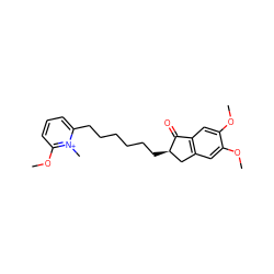 COc1cc2c(cc1OC)C(=O)[C@H](CCCCCCc1cccc(OC)[n+]1C)C2 ZINC000096938831