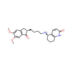 COc1cc2c(cc1OC)C(=O)[C@H](CCCCN[C@@H]1CCCc3[nH]c(=O)ccc31)C2 ZINC000095581267