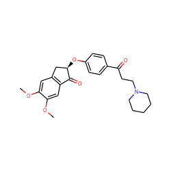 COc1cc2c(cc1OC)C(=O)[C@H](Oc1ccc(C(=O)CCN3CCCCC3)cc1)C2 ZINC000040866162