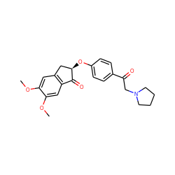 COc1cc2c(cc1OC)C(=O)[C@H](Oc1ccc(C(=O)CN3CCCC3)cc1)C2 ZINC000040379857