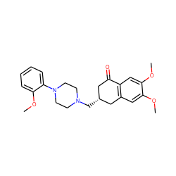 COc1cc2c(cc1OC)C(=O)C[C@@H](CN1CCN(c3ccccc3OC)CC1)C2 ZINC000013589195