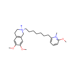 COc1cc2c(cc1OC)C[N@+](C)(CCCCCCCc1cccc(OC)[n+]1C)CC2 ZINC000299844656