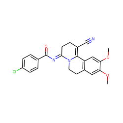 COc1cc2c(cc1OC)C1=C(C#N)CC/C(=N\C(=O)c3ccc(Cl)cc3)N1CC2 ZINC000012733486