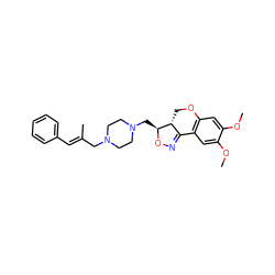 COc1cc2c(cc1OC)C1=NO[C@@H](CN3CCN(C/C(C)=C/c4ccccc4)CC3)[C@@H]1CO2 ZINC000022930620