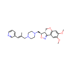 COc1cc2c(cc1OC)C1=NO[C@@H](CN3CCN(C/C(C)=C/c4cccnc4)CC3)[C@@H]1CO2 ZINC000026738217