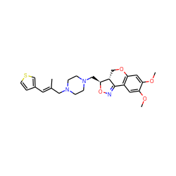 COc1cc2c(cc1OC)C1=NO[C@@H](CN3CCN(C/C(C)=C/c4ccsc4)CC3)[C@@H]1CO2 ZINC000026743248