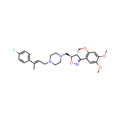 COc1cc2c(cc1OC)C1=NO[C@@H](CN3CCN(C/C=C(\C)c4ccc(F)cc4)CC3)[C@@H]1CO2 ZINC000026741071