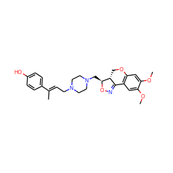 COc1cc2c(cc1OC)C1=NO[C@@H](CN3CCN(C/C=C(\C)c4ccc(O)cc4)CC3)[C@@H]1CO2 ZINC000026738282