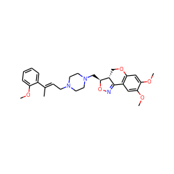 COc1cc2c(cc1OC)C1=NO[C@@H](CN3CCN(C/C=C(\C)c4ccccc4OC)CC3)[C@@H]1CO2 ZINC000026746329