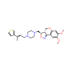 COc1cc2c(cc1OC)C1=NO[C@@H](CN3CCN(C/C=C(\C)c4ccsc4)CC3)[C@@H]1CO2 ZINC000026738287