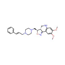 COc1cc2c(cc1OC)C1=NO[C@@H](CN3CCN(C/C=C/c4ccccc4)CC3)[C@@H]1CN2 ZINC000022933253