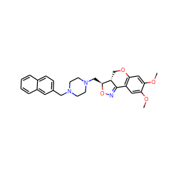 COc1cc2c(cc1OC)C1=NO[C@@H](CN3CCN(Cc4ccc5ccccc5c4)CC3)[C@@H]1CO2 ZINC000022445308