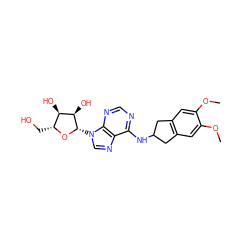 COc1cc2c(cc1OC)CC(Nc1ncnc3c1ncn3[C@@H]1O[C@H](CO)[C@@H](O)[C@H]1O)C2 ZINC000013649441