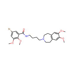 COc1cc2c(cc1OC)CCN(CCCCNC(=O)c1cc(Br)cc(OC)c1OC)CC2 ZINC000066078417