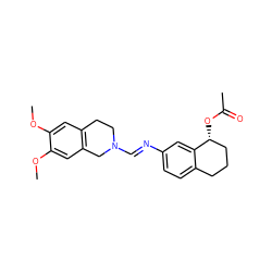 COc1cc2c(cc1OC)CN(/C=N/c1ccc3c(c1)[C@H](OC(C)=O)CCC3)CC2 ZINC000101100046