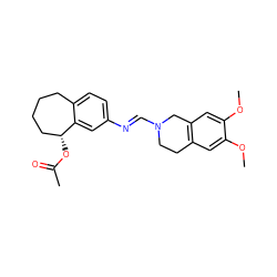 COc1cc2c(cc1OC)CN(/C=N/c1ccc3c(c1)[C@H](OC(C)=O)CCCC3)CC2 ZINC000101118233