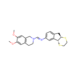 COc1cc2c(cc1OC)CN(/C=N/c1ccc3c(c1)[C@H]1SCCS[C@@H]1C3)CC2 ZINC000101100054