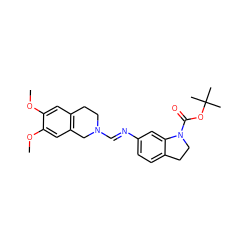 COc1cc2c(cc1OC)CN(/C=N/c1ccc3c(c1)N(C(=O)OC(C)(C)C)CC3)CC2 ZINC000101100044